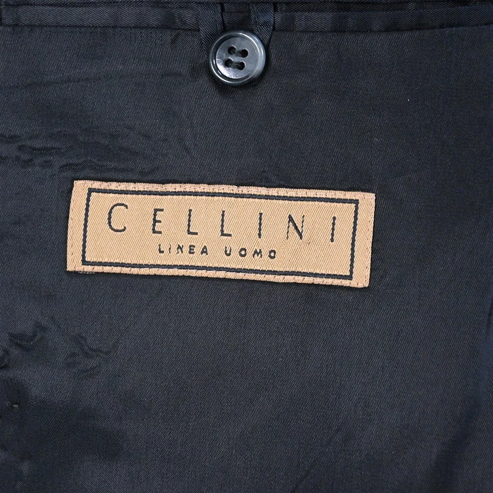 Vtg Cellini 42R Gray Tweed Double‎ Breasted Mens Blazer Suit Jacket Sport Coat